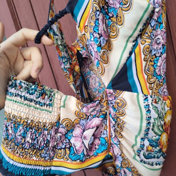 BY ANTHROPOLOGIE | Cowl Neck Open Back Spaghetti Strap Boho Y2K Crop Cami Top M - Picture 10 of 14